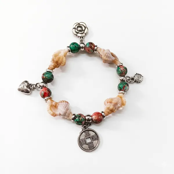 The99jewel_Boho_Beach_Style_Seashell_Bracelet_For_Women_Girls_Dark_Green