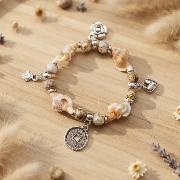 The99jewel_Boho_Beach_Style_Seashell_Bracelet_For_Women_Girls_Grey
