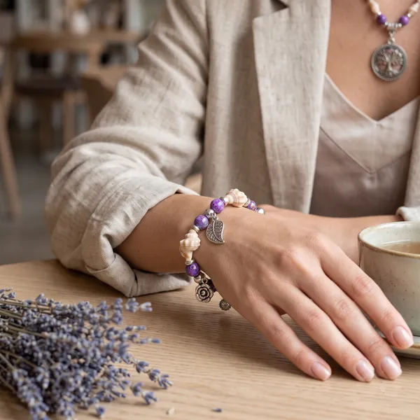 The99jewel_Boho_Beach_Style_Seashell_Bracelet_For_Women_Girls_Purple