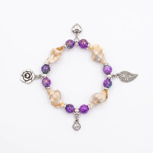 The99jewel_Boho_Beach_Style_Seashell_Bracelet_For_Women_Girls_Purple