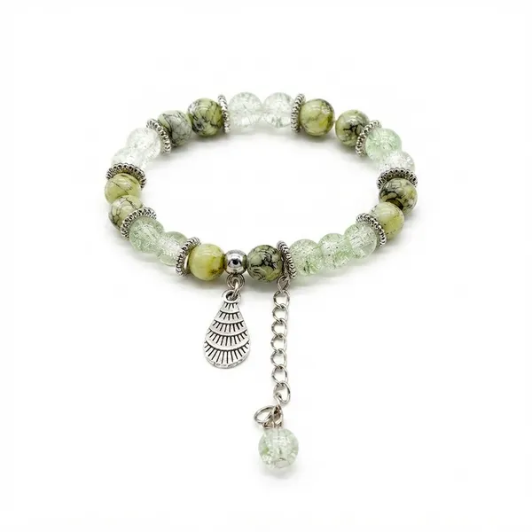 The99jewel_Stylish_Designer_Crackle_Glass_Crystal_Bead_Bracelet_With_Charm_For_Women_Green