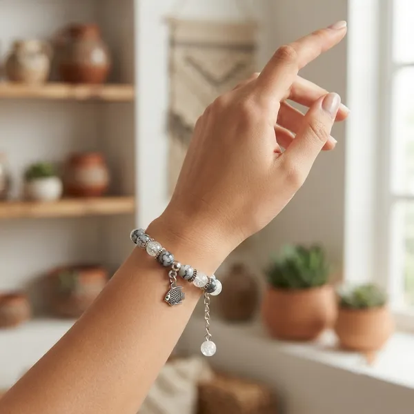 The99jewel_Stylish_Designer_Crackle_Glass_Crystal_Bead_Bracelet_With_Charm_For_Women_Grey