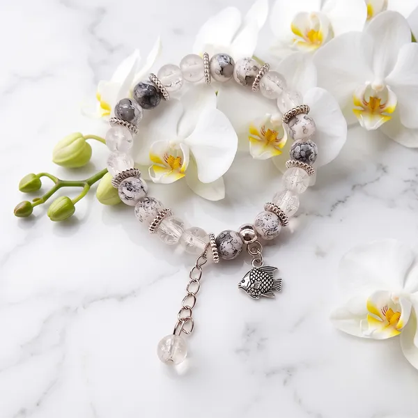 The99jewel_Stylish_Designer_Crackle_Glass_Crystal_Bead_Bracelet_With_Charm_For_Women_Grey