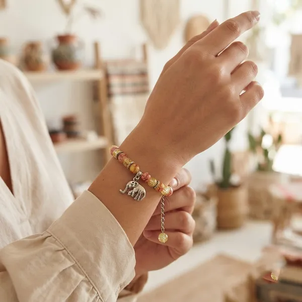 The99jewel_Stylish_Designer_Crackle_Glass_Crystal_Bead_Bracelet_With_Charm_For_Women_Yellow