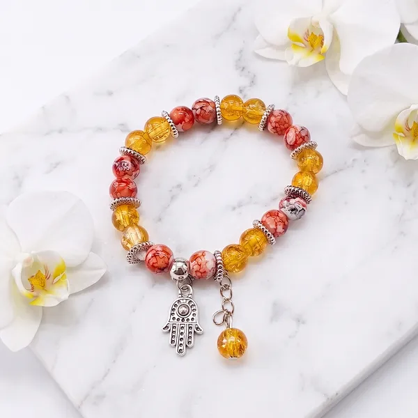 The99jewel_Stylish_Designer_Crackle_Glass_Crystal_Bead_Bracelet_With_Charm_For_Women_Orange