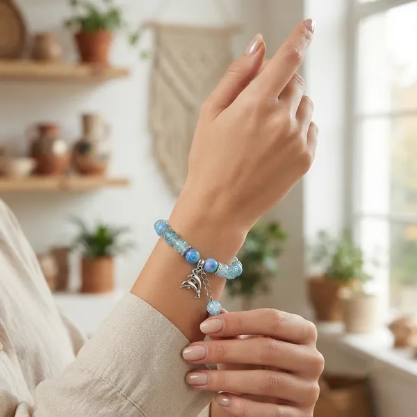 The99jewel_Stylish_Designer_Crackle_Glass_Crystal_Bead_Bracelet_With_Charm_For_Women_Blue
