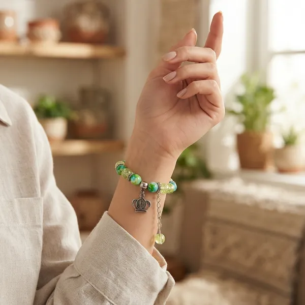 The99jewel_Stylish_Designer_Crackle_Glass_Crystal_Bead_Bracelet_With_Charm_For_Women_Light_Green