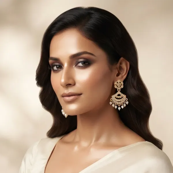 The99jewel_Designer_Stone_Pearl_Chandelier_Earrings_For_Women_Gold