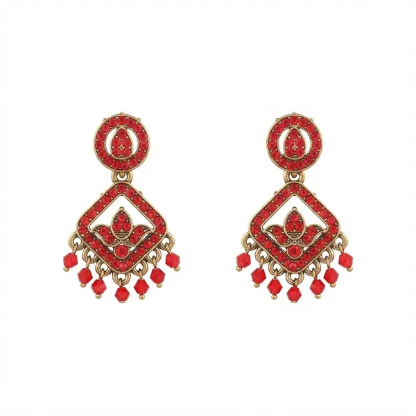The99jewel_Designer_Stone_Pearl_Chandelier_Earrings_For_Women_Red