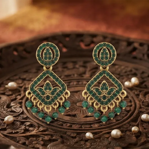 The99jewel_Designer_Stone_Pearl_Chandelier_Earrings_For_Women_Green