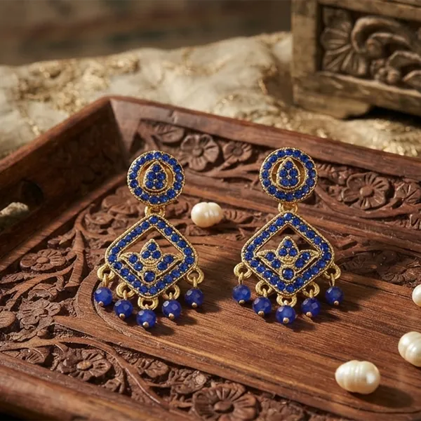 The99jewel_Designer_Stone_Pearl_Chandelier_Earrings_For_Women_Blue
