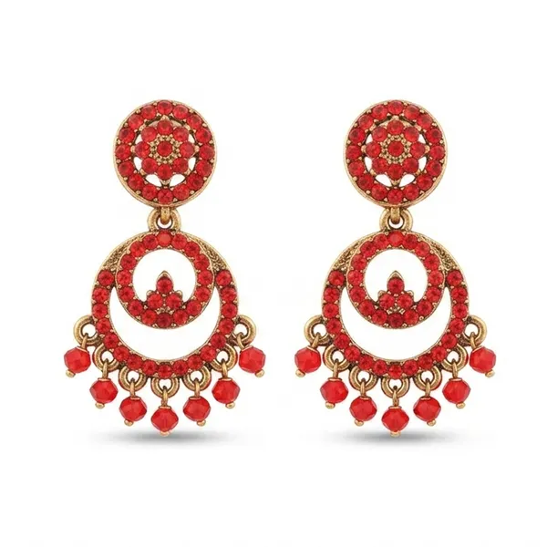 The99jewel_Designer_Stone_Pearl_Chandelier_Earrings_For_Women_Red