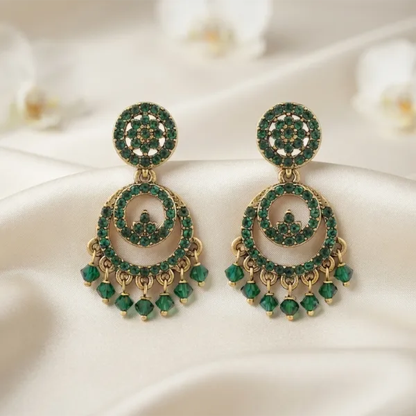 The99jewel_Designer_Stone_Pearl_Chandelier_Earrings_For_Women_Green