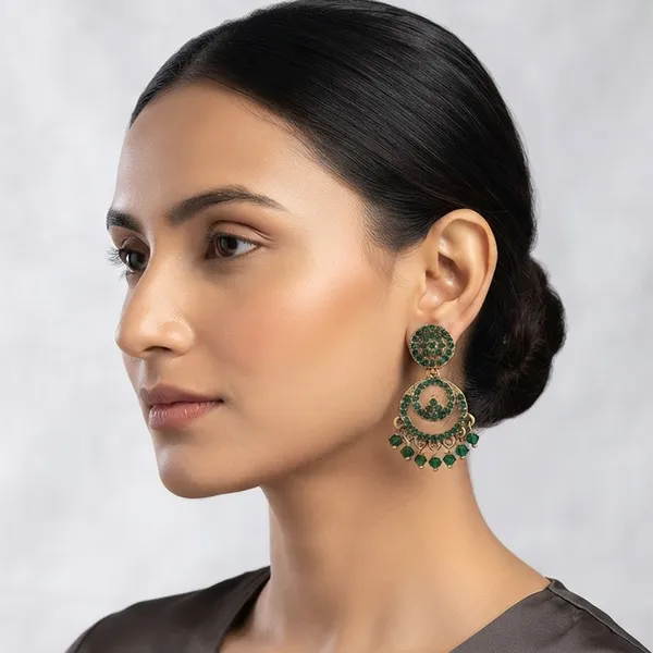 The99jewel_Designer_Stone_Pearl_Chandelier_Earrings_For_Women_Green