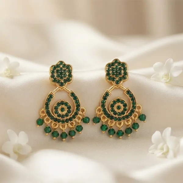 The99jewel_Designer_Stone_Pearl_Chandelier_Earrings_For_Women_Green