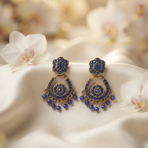 The99jewel_Designer_Stone_Pearl_Chandelier_Earrings_For_Women_Blue