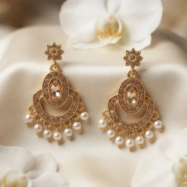 The99jewel_Designer_Stone_Pearl_Chandelier_Earrings_For_Women_Gold