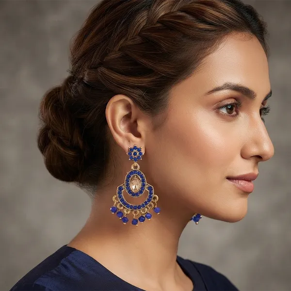 The99jewel_Designer_Stone_Pearl_Chandelier_Earrings_For_Women_Blue