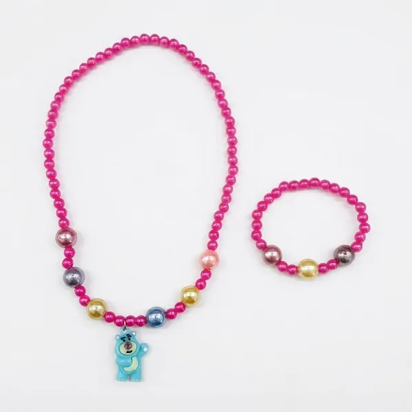 The99jewel_Pearl_Necklace_And_Bracelet_Set_For_Girls_Cute_Kids_Fashion_Jewellery_Set_Dark_Pink