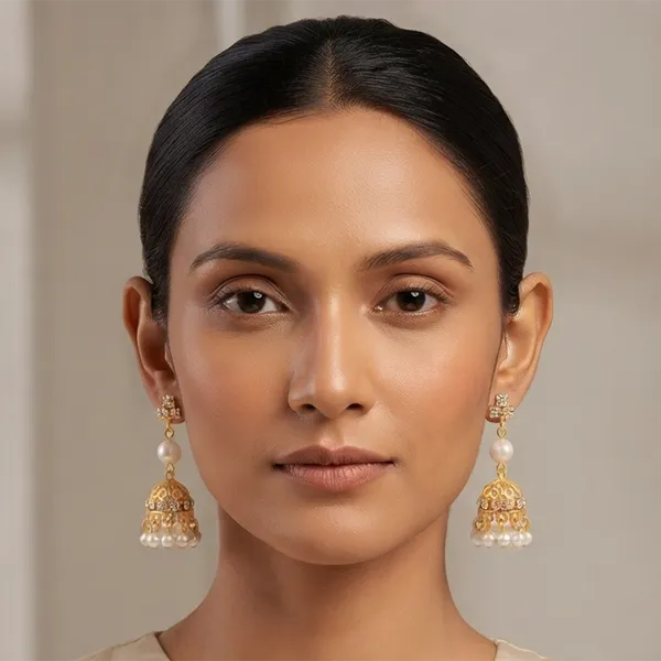 The99jewel_Magnificent_Gold_Plated_Crystal_Stone_Jhumki_Earringswith_Pearl_For_Women_Gold