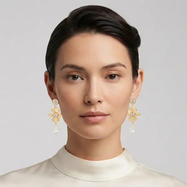 The99jewel_Magnificent_Gold_Plated_Floral_Shape_Dangler_Earrings_With_Crystal_Stone_For_Women_Gold