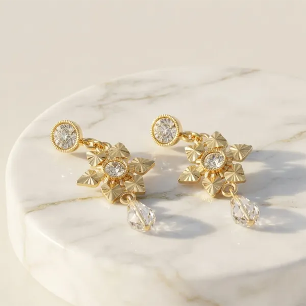 The99jewel_Magnificent_Gold_Plated_Floral_Shape_Dangler_Earrings_With_Crystal_Stone_For_Women_Gold