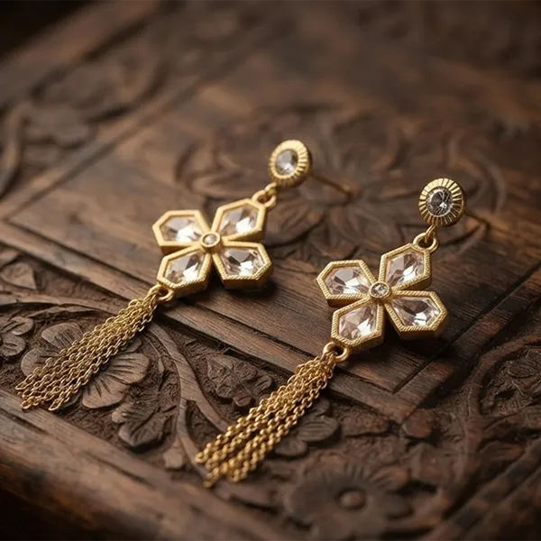 The99jewel_Magnificent_Gold_Plated_Floral_Shape_Dangler_Earrings_With_Crystal_Stone_For_Women_Gold