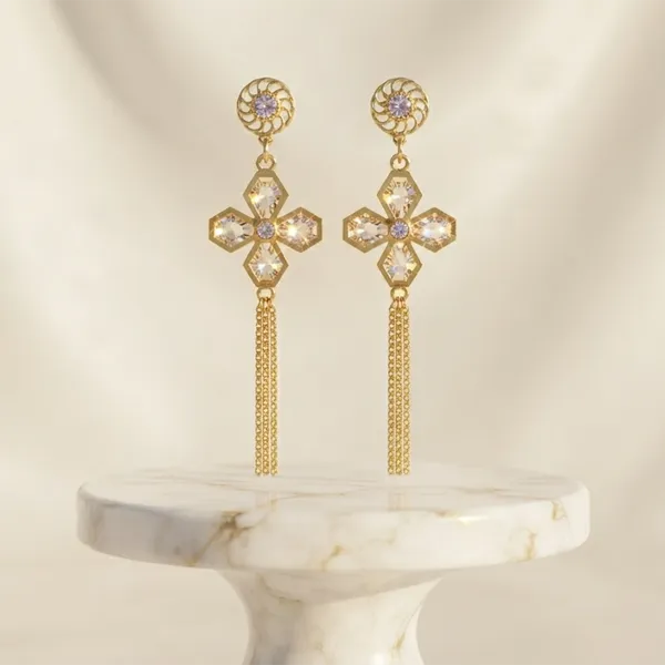 The99jewel_Magnificent_Gold_Plated_Floral_Shape_Dangler_Earrings_With_Crystal_Stone_For_Women_Gold