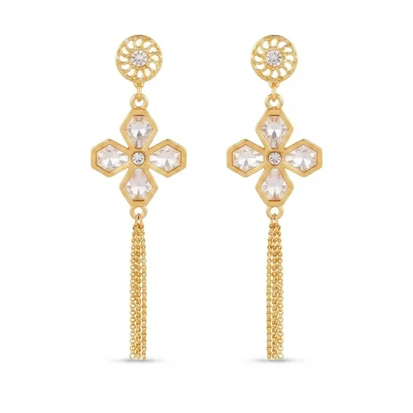 The99jewel_Magnificent_Gold_Plated_Floral_Shape_Dangler_Earrings_With_Crystal_Stone_For_Women_Gold
