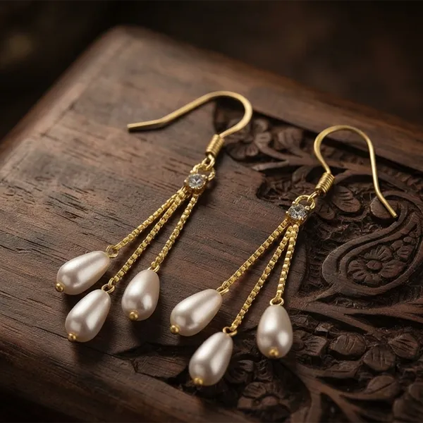 The99jewel_Magnificent_Gold_Plated_Pearl_Dangler_Earrings_For_Women_Gold