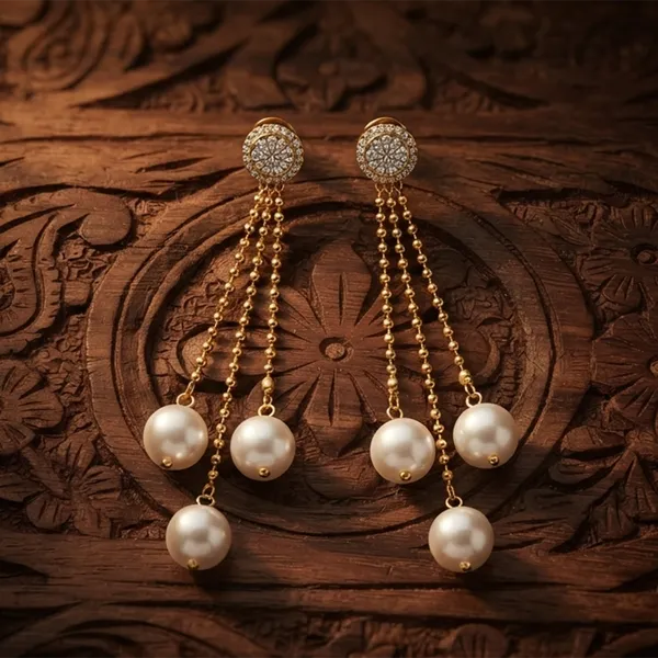The99jewel_Magnificent_Gold_Plated_Pearl_Dangler_Earrings_For_Women_Gold