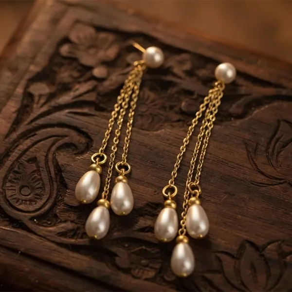The99jewel_Magnificent_Gold_Plated_Pearl_Dangler_Earrings_For_Women_Gold