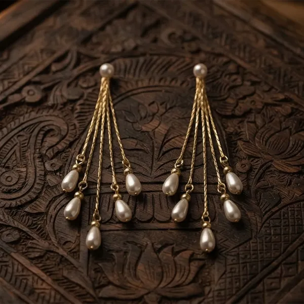 The99jewel_Magnificent_Gold_Plated_Pearl_Dangler_Earrings_For_Women_Gold