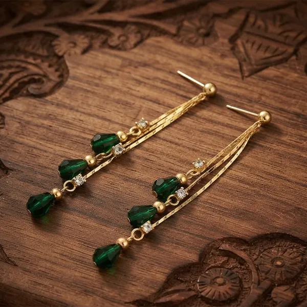 The99jewel_Magnificent_Gold_Plated_Crystal_Stone_Dangler_Earrings_For_Women_Green