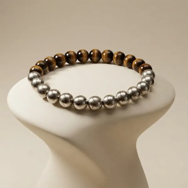 The99jewel_Trendy_Tiger_Beaded_Bracelet_Casual_Stylish_Wrist_Accessory_Silver