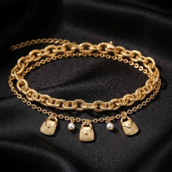 The99jewel_Chic_Layered_Chain_Bracelet_With_Purse_Charm_Trendy_Jewellery_For_Women_Gold