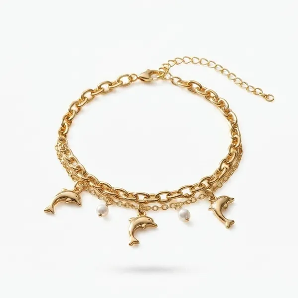 The99jewel_Chic_Layered_Chain_Bracelet_With_Dolphin_Charm_Trendy_Jewellery_For_Women_Gold