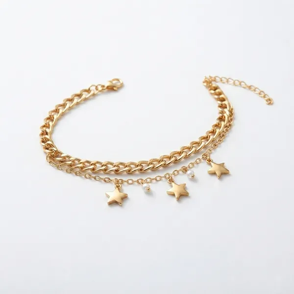 The99jewel_Chic_Layered_Chain_Bracelet_With_Star_Charm_Trendy_Jewellery_For_Women_Gold