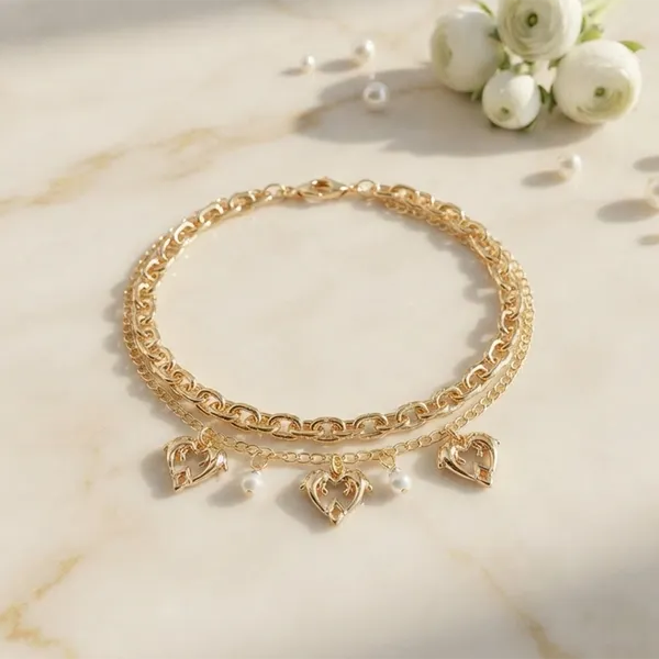 The99jewel_Chic_Layered_Chain_Bracelet_With_2_Dolphin_Charm_Trendy_Jewellery_For_Women_Gold