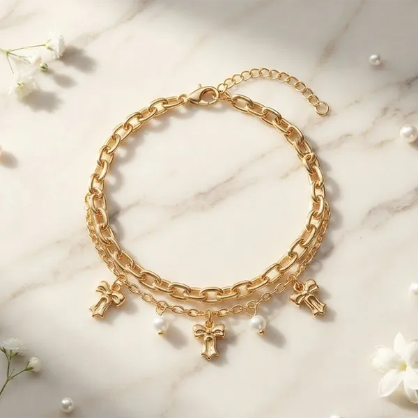 The99jewel_Chic_Layered_Chain_Bracelet_With_Bow_Charm_Trendy_Jewellery_For_Women_Gold