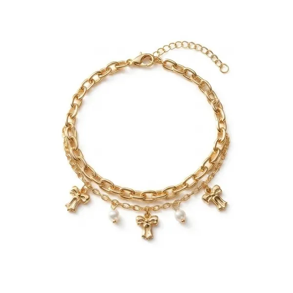 The99jewel_Chic_Layered_Chain_Bracelet_With_Bow_Charm_Trendy_Jewellery_For_Women_Gold