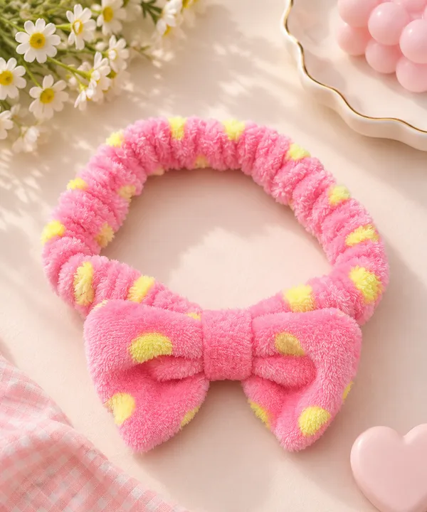 The99jewel_Cute_Fuzzy_Bow_Soft_Stylish_Hair_Band_For_Girls_Pink