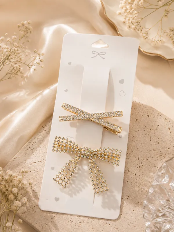 The99jewel_Elegant_Austrian_Stone_Bow_Hair_Clips_For_Women_Girls_Gold