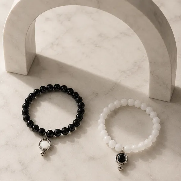 The99jewel_Black_And_White_Beaded_Combo_Bracelet_For_Women_Mix