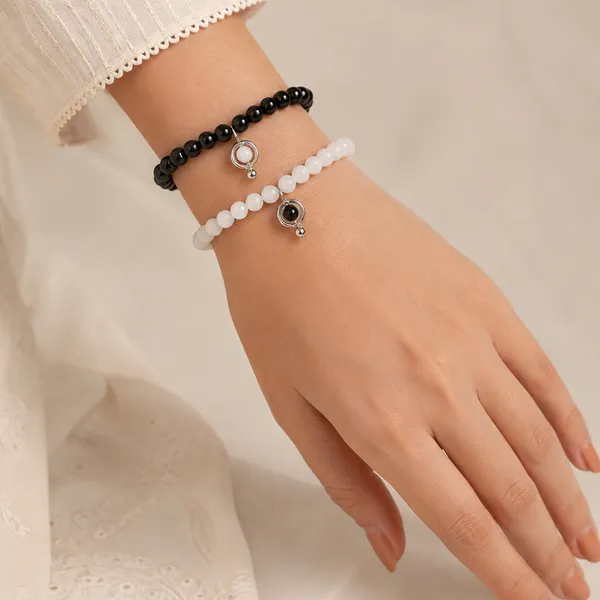 The99jewel_Black_And_White_Beaded_Combo_Bracelet_For_Women_Mix