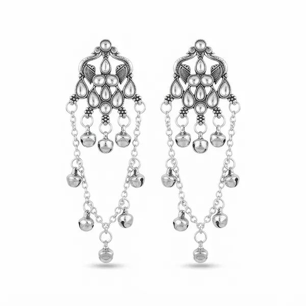 The99jewel_Kashmiri_Silver_Plated_Ghungroo_Dangler_Earrings_For_Women_Silver