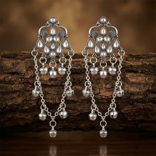The99jewel_Kashmiri_Silver_Plated_Ghungroo_Dangler_Earrings_For_Women_Silver
