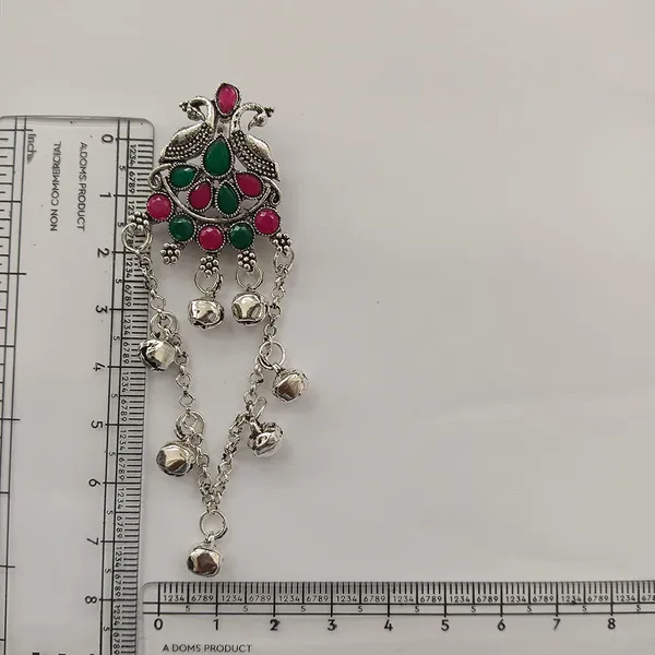 The99jewel_Kashmiri_Silver_Plated_Ghungroo_Dangler_Earrings_For_Women_Green_Pink