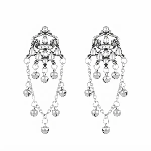 The99jewel_Kashmiri_Silver_Plated_Ghungroo_Dangler_Earrings_For_Women_Silver