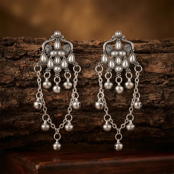 The99jewel_Kashmiri_Silver_Plated_Ghungroo_Dangler_Earrings_For_Women_Silver